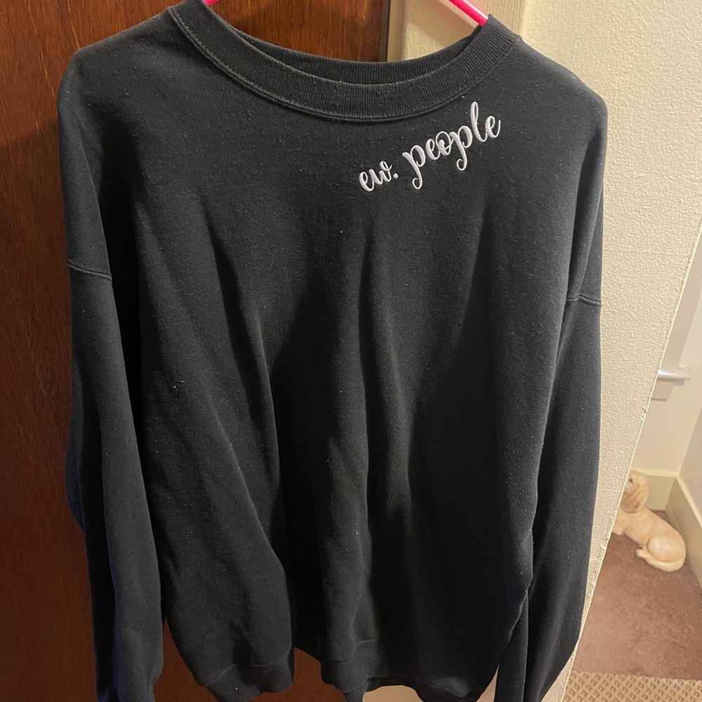 Black Sweatshirt with 'ew, people' embroidered